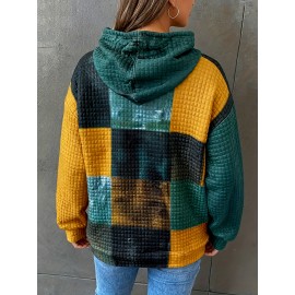 Plus Size - Women'S Plus Size Hoodie - Green, Yellow, Brown, Navy, Red, Orange, Pink, Purple, - Cozy Fall/Winter Pullover Sweatshirt with Front, Sweater Hoodie, Casual Wear, Colorful Print, Soft Fabric, Long Sleeve Top, Casual Wearers