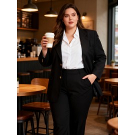 Plus Size - 8000NW Big Size Navy Blue Women'S Suit. Jacket Material: 100% . 8000NW Navy Blue Women'S Suit. This Slim-fitting, Elegant, And Unique Business Suit Has A Simple Style And Is Suitable For Spring And Autumn Wear