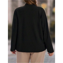 Plus Size, Women's Plus Size Elegant Suit Jacket - Solid Color Professional Blazer, All-Season Casual & Office Wear, Regular Fit for Weddings, Business Meetings, Everyday (Hand Wash/Dry Clean Care) - Versatile Year-Round Outerwear