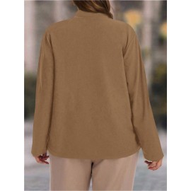 Plus Size, Women's Plus Size Elegant Suit Jacket - Solid Color Professional Blazer, All-Season Casual & Office Wear, Regular Fit for Weddings, Business Meetings, Everyday (Hand Wash/Dry Clean Care) - Versatile Year-Round Outerwear