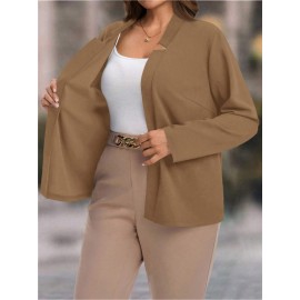 Plus Size, Women's Plus Size Elegant Suit Jacket - Solid Color Professional Blazer, All-Season Casual & Office Wear, Regular Fit for Weddings, Business Meetings, Everyday (Hand Wash/Dry Clean Care) - Versatile Year-Round Outerwear