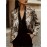 Plus Size, Plus Size Elegant Winter Suit Jacket - /Notch Collar Button-Front Blazer, Machine Washable Solid Color Professional Attire for Office, Commuting & Cold Weather (Regular Fit)