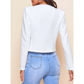 Plus Size - Women'S Plus Size Blazer Jacket - Chic Office to Party Outerwear with Zipper Pocket, Structured Fit Winter Coat for Women, Fall/Winter Fashion Jacket in Neutral Colors (Black/Beige/Brown/Gray/Blue/More) - Everyday & Formal Events, Casual Layering Piece, Sleek Fabric Design, Fall Outerwear, Stylish Coat, Durable Material, Professional Women