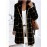 Plus-Size Women's Oversized Collar Button- Coat Jacket - Golden-Toned Houndstooth & Striped Print (Black/Golden), Winter Warmth with Chest Pocket, Machine Washable Casual & Professional Outerwear for, Parties, Everyday