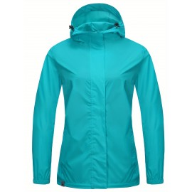 Women's Lightweight Waterproof Rain Jacket, Packable Rain Shell with Hood