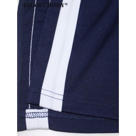 Faith Letter Women'S Striped Printed Casual Dress Side Slit Round Neck Short-sleeved Dress, Spring And Summer Casual WomenS Maxi Dress Striped Trim Split Thigh Longline Dress For Summer