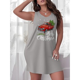 Pride Month truck truck Christmas tree family Christmas thanksgiving gift friend family Plus Size Women'S Sleeveless Pajamas, Solid Color Nightdresses, Comfortable Loungewear, Mother'S Day Gifts, Gifts of Love